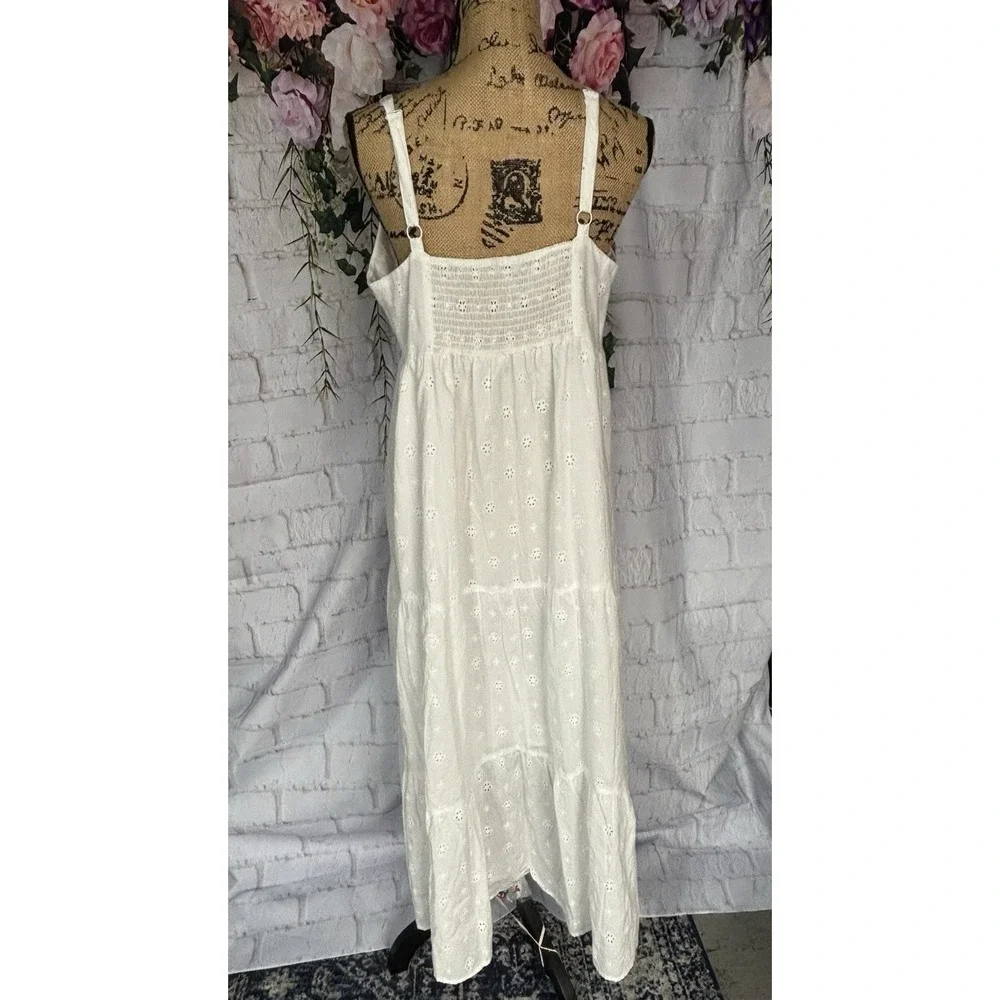 Ophelia Roe White Eyelet‎ Prairie Midi Dress Cottagecore Coquette XL - Picture 6 of 13